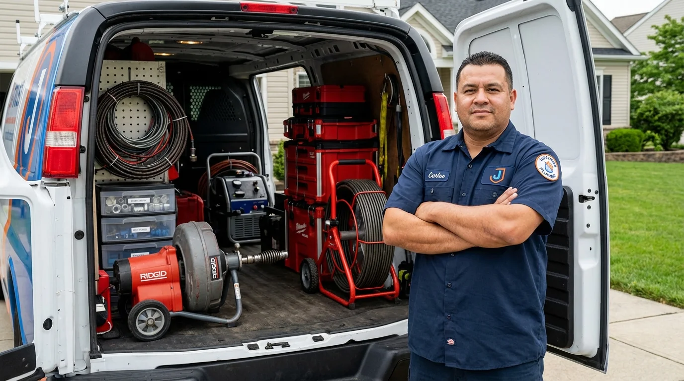 Professional drain cleaning equipment and Johns Plumbing LLC plumber in Laurel Hill