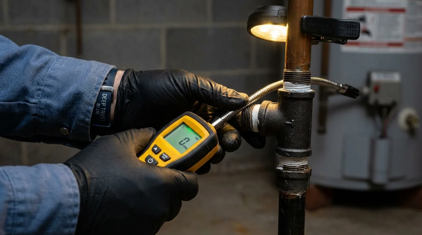 Gas leak detection with electronic sniffer by Johns Plumbing LLC in Laurel Hill