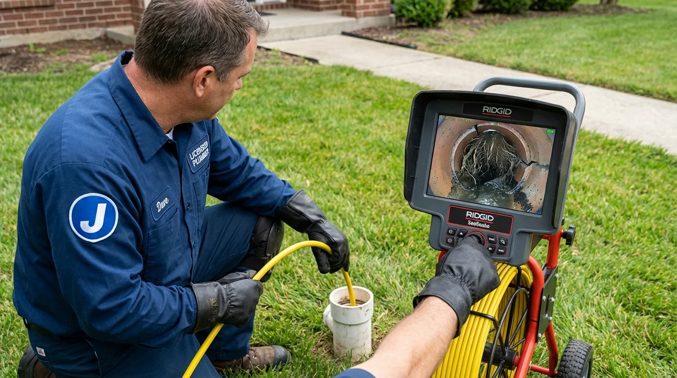 Sewer camera inspection being performed by Johns Plumbing LLC in Laurel Hill